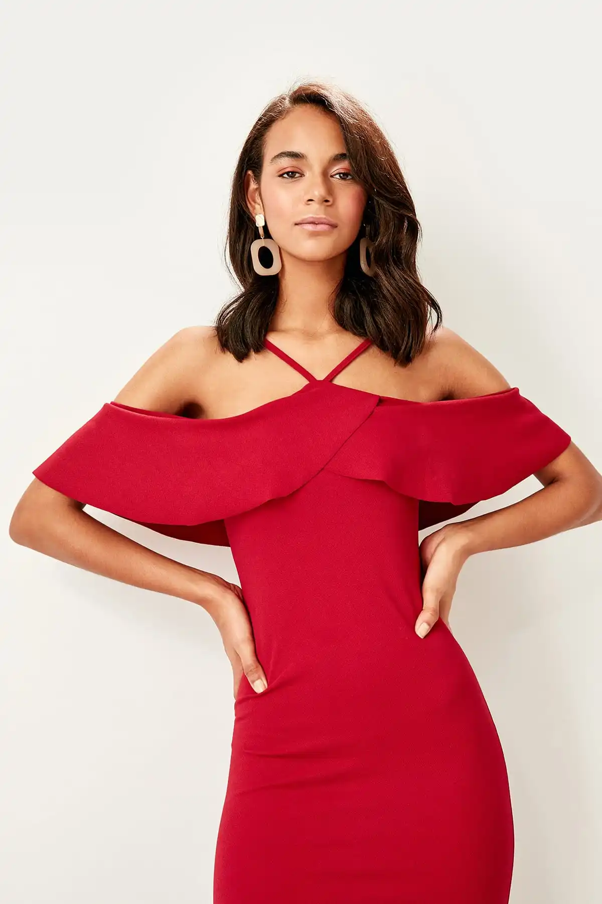 Trendyol Colar Воланы вечернее платье TPRSS19PZ0002|Вечерние платья| |