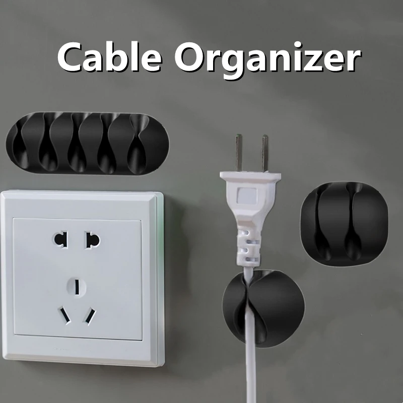 

USB Cable Organizer Wire Winder Silicone Tie Fixer Wire Management organizador Cord Clip Office Desktop Phone Cables holder