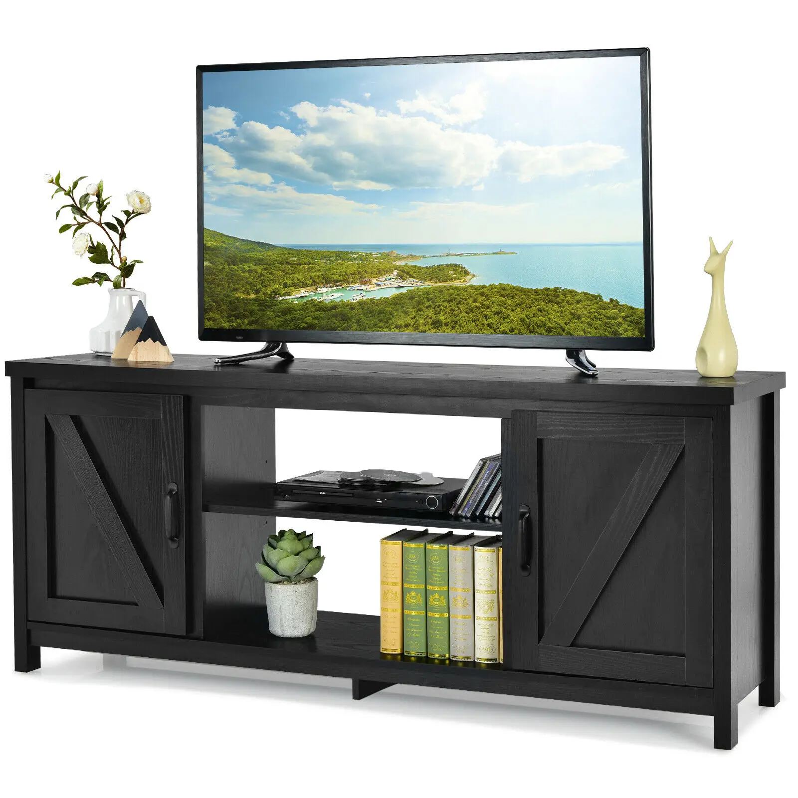 Media Console Center W/ Storage Cabinet For 65" Tv  Hv10085