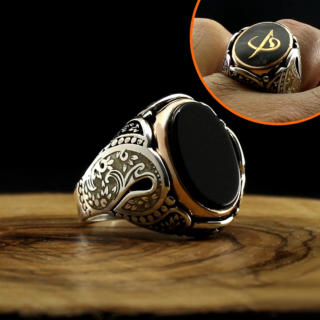 Реальные 925 стерлингового серебра двухсторонний кольцо для мужчин из