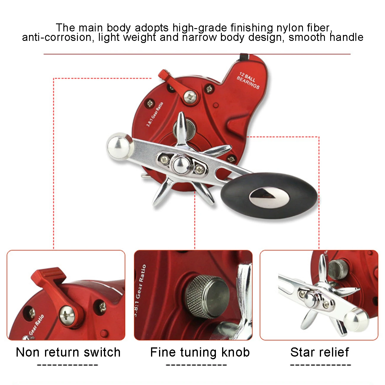 

Metal Trolling Fishing Reel with 999FT Depth Finder Counter Meter Gauge 12BB Bait Casting Drum Fishing Reel