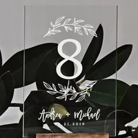 acrylic calligraphy table numbers with wood holderset wedding event shower number signpersonalized modern wedding table number