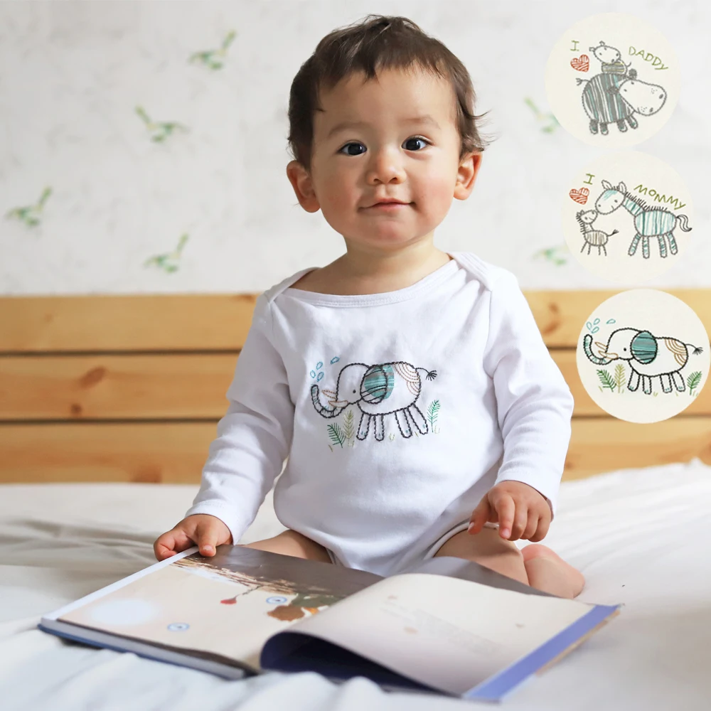 Bebe тела Детские пижамы с надписью I love Daddy для мамы Лев Зебра Боди со слоном