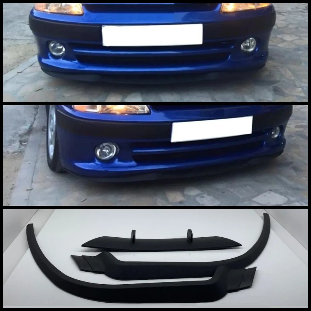 Универсальная губа для переднего бампера Peugeot 106 GTI CUPRA R 3 шт. диффузор черный