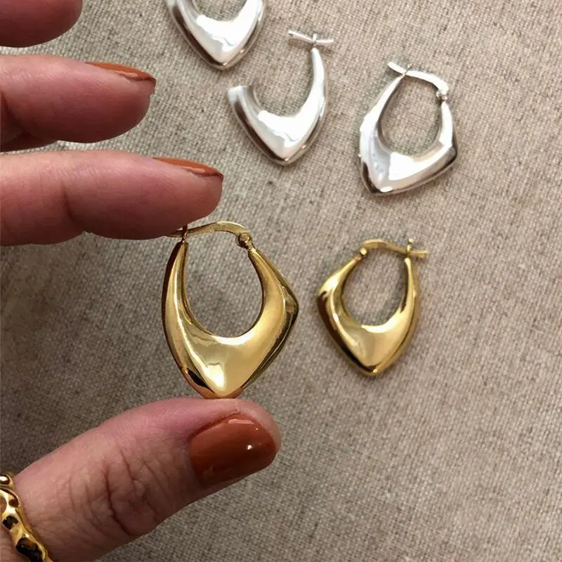 

A00886 Jazaz 925 Sterling Silver Minimalist Irregular Big Nordic Style Drop Earrings for Women Luxury Fashion Party Jewelry