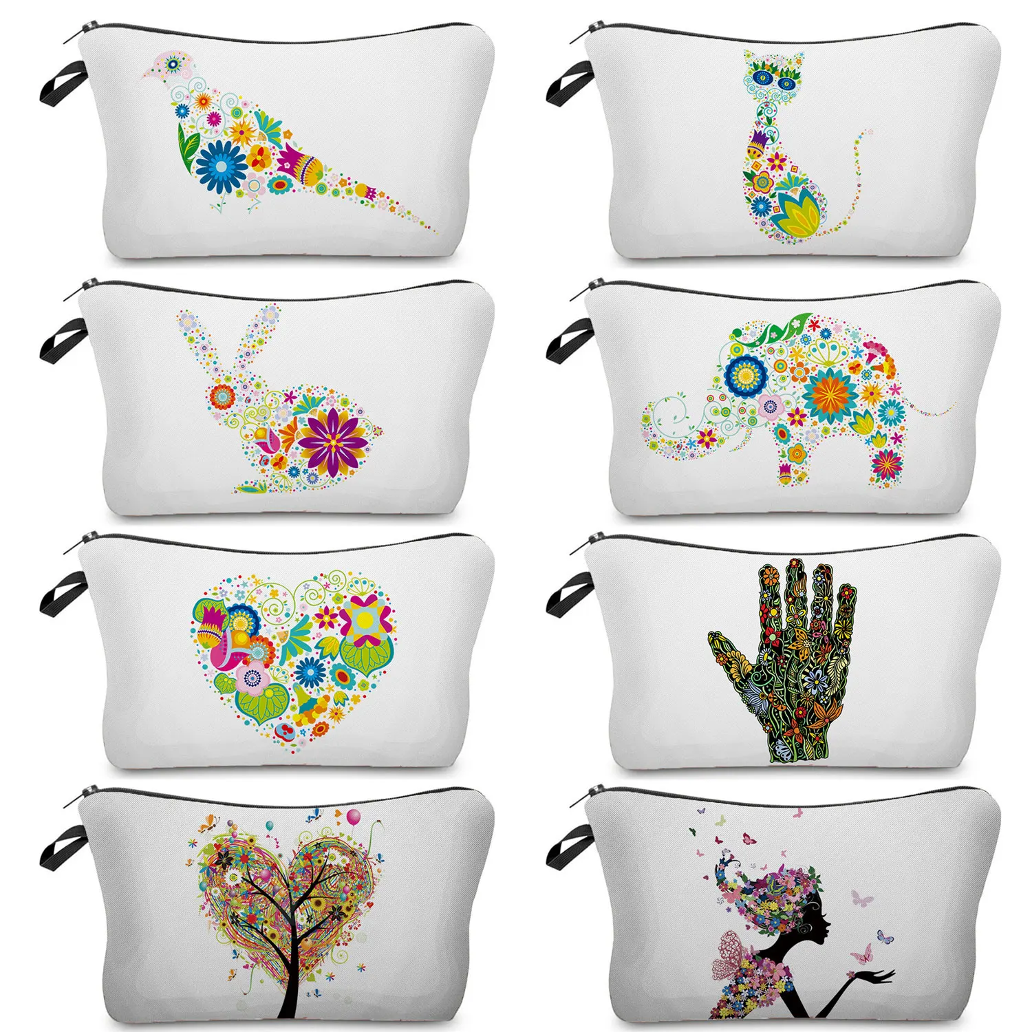 

Portable Makeup Bag Floral Animal Print Cosmetic Bag Personalized Fashion Cosmetic Organizer Lady's Purse Children Toy Storager