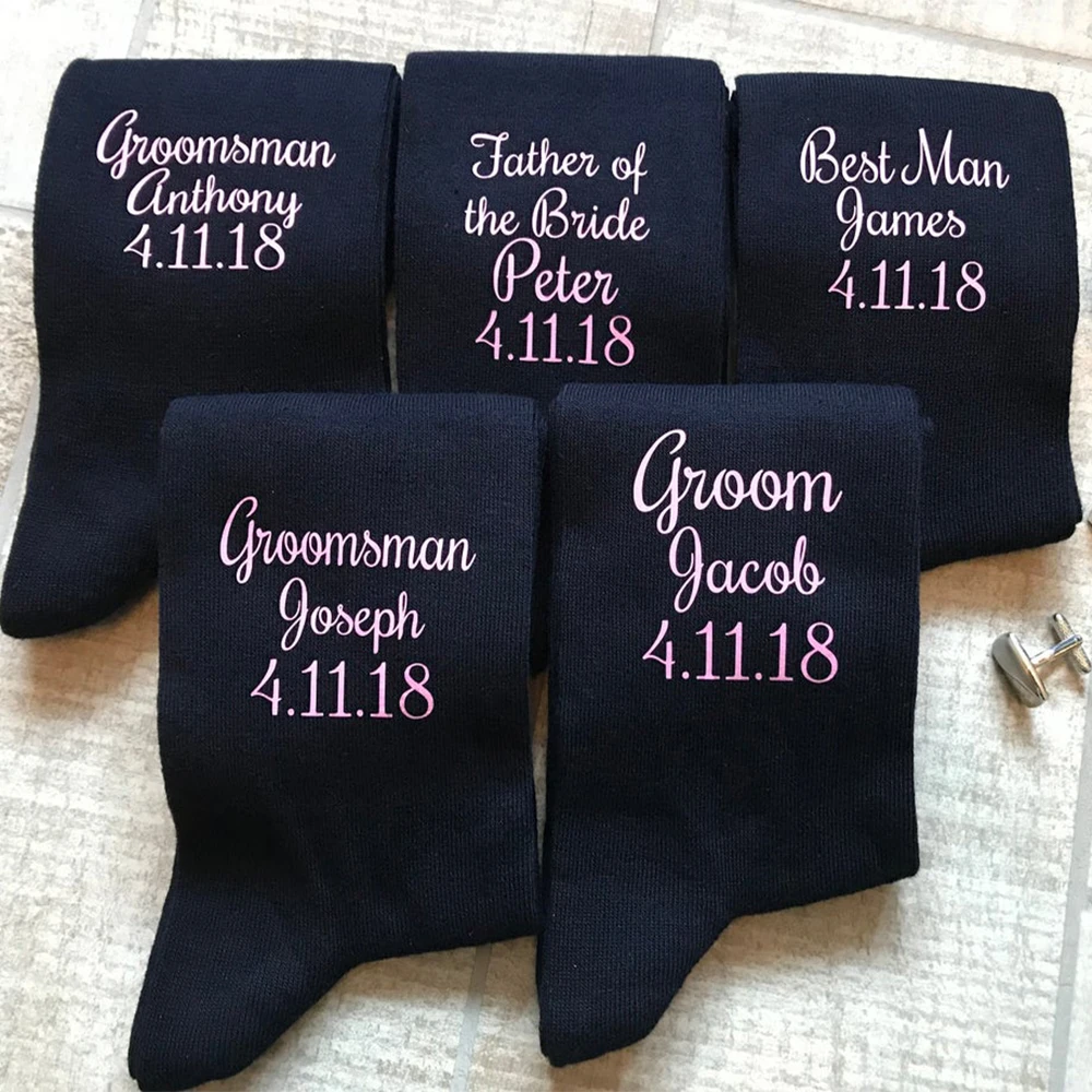 Персонализированные носки для жениха из любого текста лучшего мужчины шафера