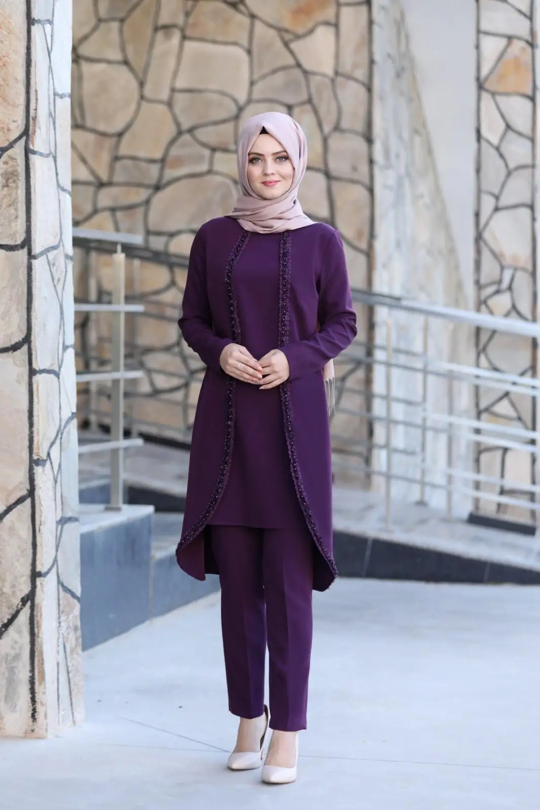 MC1434 Женская одежда для хиджаба с вышитыми розами двойной костюм исламский платье