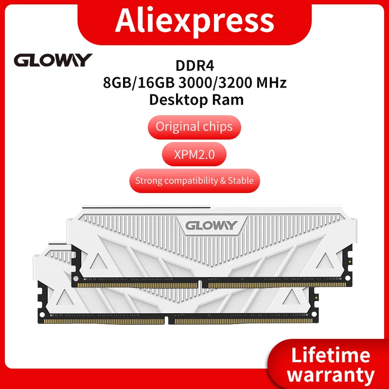 

Gloway DDR4 RAM Desktop Memory 2X8GB 3200mhz 3600MHz CL14 G1 Series DIMM with Heatsink with High Performance Memoria Ram Ddr4