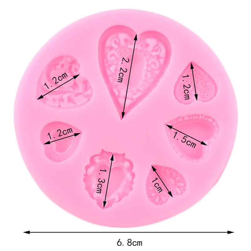 Силиконовые формы с сердечками и драгоценными камнями форма для шоколадных