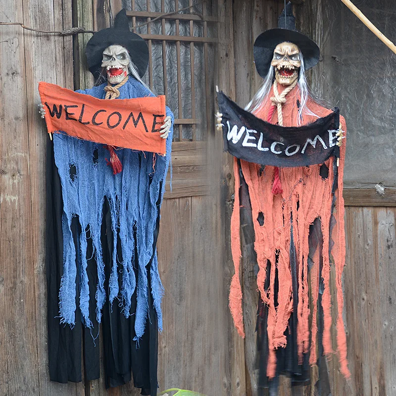 

Halloween Hanging Haunted House Horror Scene Layout Props Electric Voice Control Ghost Skull Hanging Ghost Decoration
