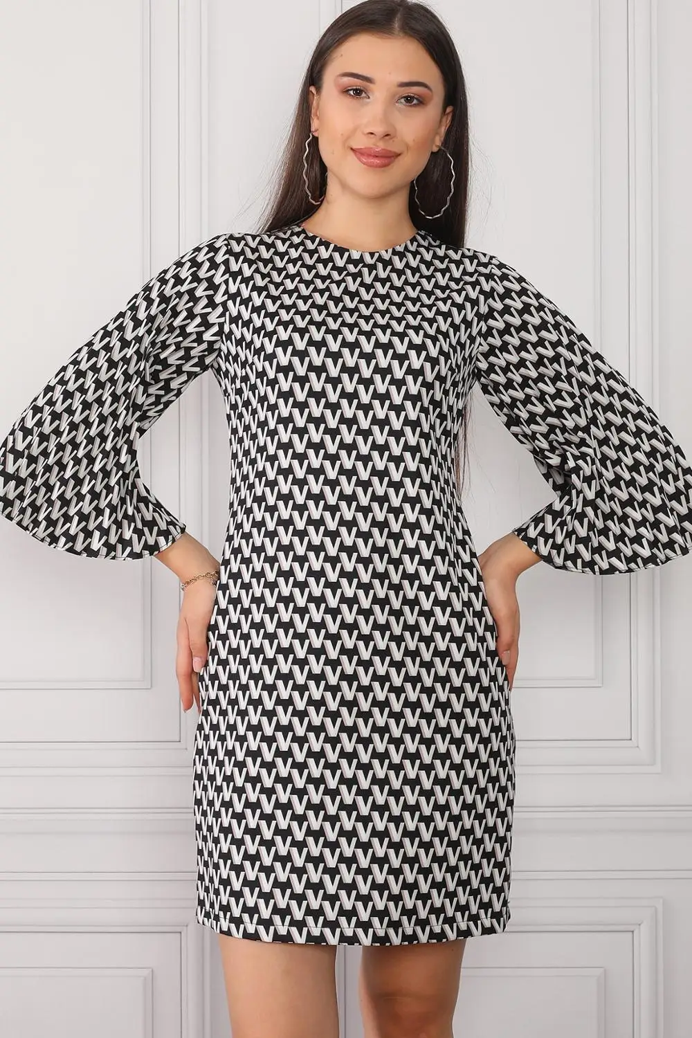 

Plisse Sleeve Dress