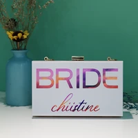 custom color name acrylic clutch bag summer wedding party transparent multicolor temperament personalized chain diagonal bag