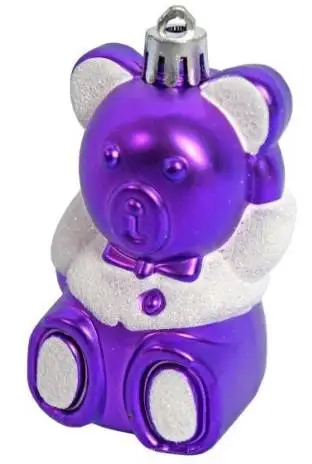 Елочное украшение Мишка 8 5 см 4 шт фиолетовый Новогодняя сказка 972305 | Дом и сад