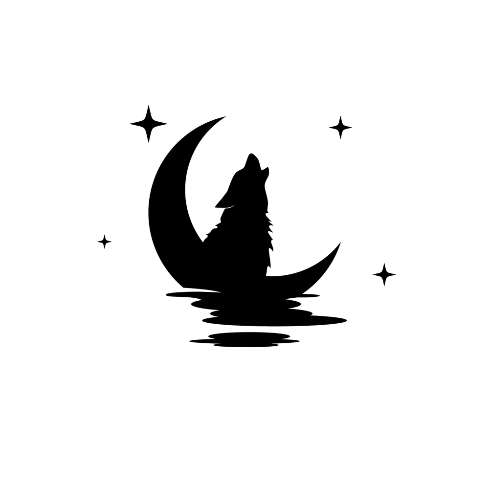 

Lone Wolf On The Moon Car Stickers for Volkswagen Golf / Audi A4 / BMW 3 Personalized Car Modification Accessories Car Stickers
