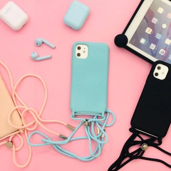 Case with colored rope Compatible with Huawei P30 lite P40 Lite Pro P smart 2020 2021 Silicone case Hanging straps Ultrasoft