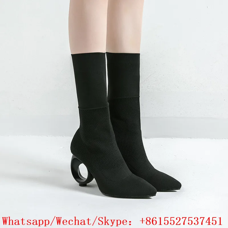 Женские ботинки с острым носком женские Стрейчевые на высоком каблуке Botas Nujer