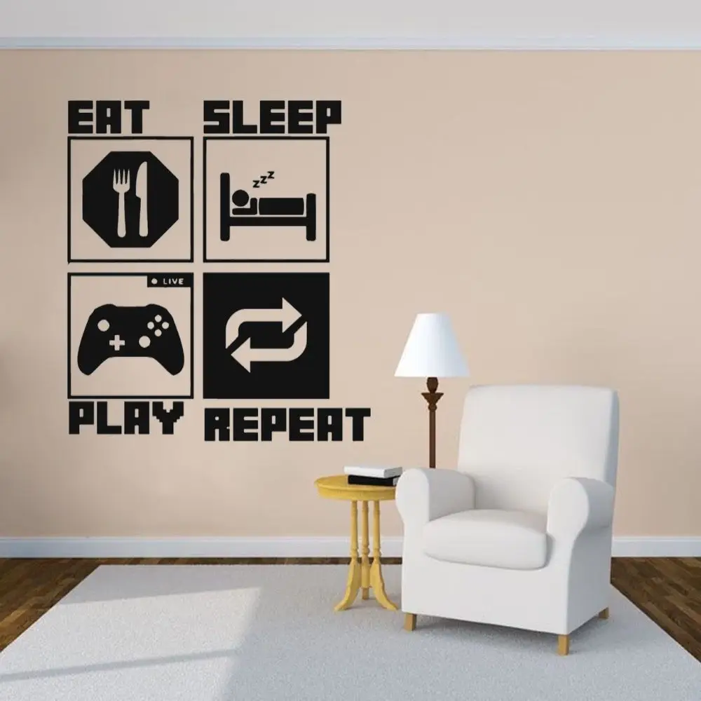Съемная Настенная Наклейка для игровых игр «Eat Sleep»