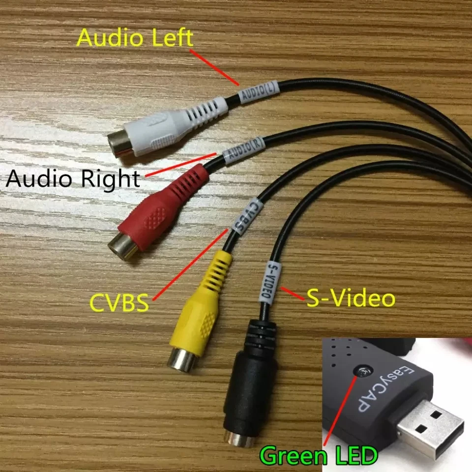 Адаптер USB EasyCAP для видеозахвата ТВ DVD VHS Captura de v deo Аудио AV компьютера/CC TV-камеры 2 0 |