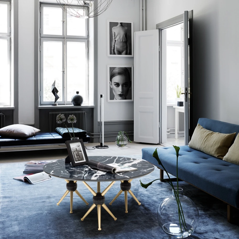

Atlas Coffee Table, Marble Color, Top Surface MDF, Solid Wood Legs, Modern Design, Easy to Assemble, For Dining and Living Room