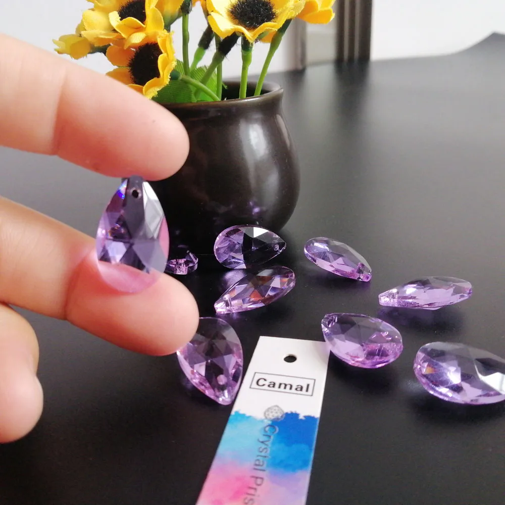 

Camal 10Pcs 22mm Light Purple Teardrop K9 Crystal Beads Chandelier Pendant Prisms Part Lamp Jewellery Making Hanging Home Decor