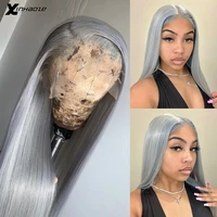 silver grey human hair wigs brazilian remy straight 13x6 lace front wig gray colored wigs for women human hair pre plucked