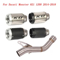slip on motorcycle exhaust mid link pipe and 51mm muffler stainless steel exhaust system for ducati monster 821 1200 2014 2018