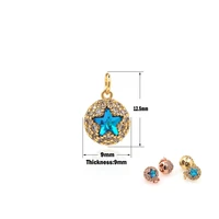 zircon ball pendant star necklace ball star charm crystal ball pendant diy jewelry making accessories 12 5x9x9mm