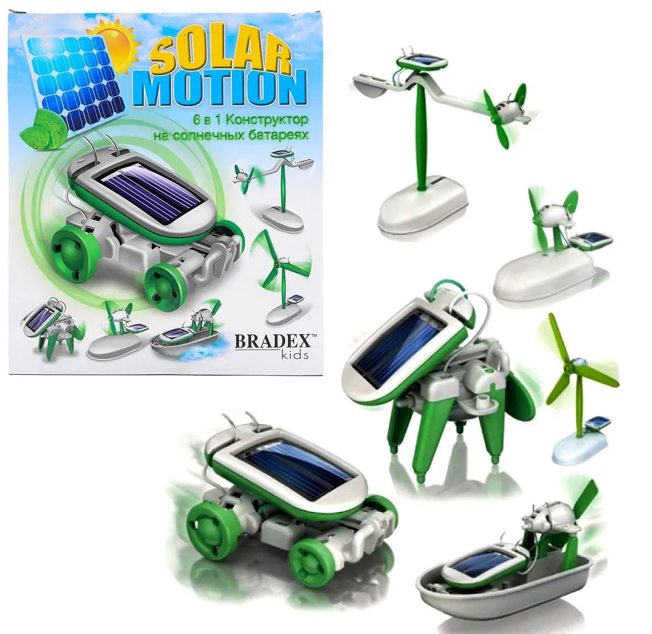 Конструктор игровой на солнечных батареях 6 в 1 Solar Motion робот электрический