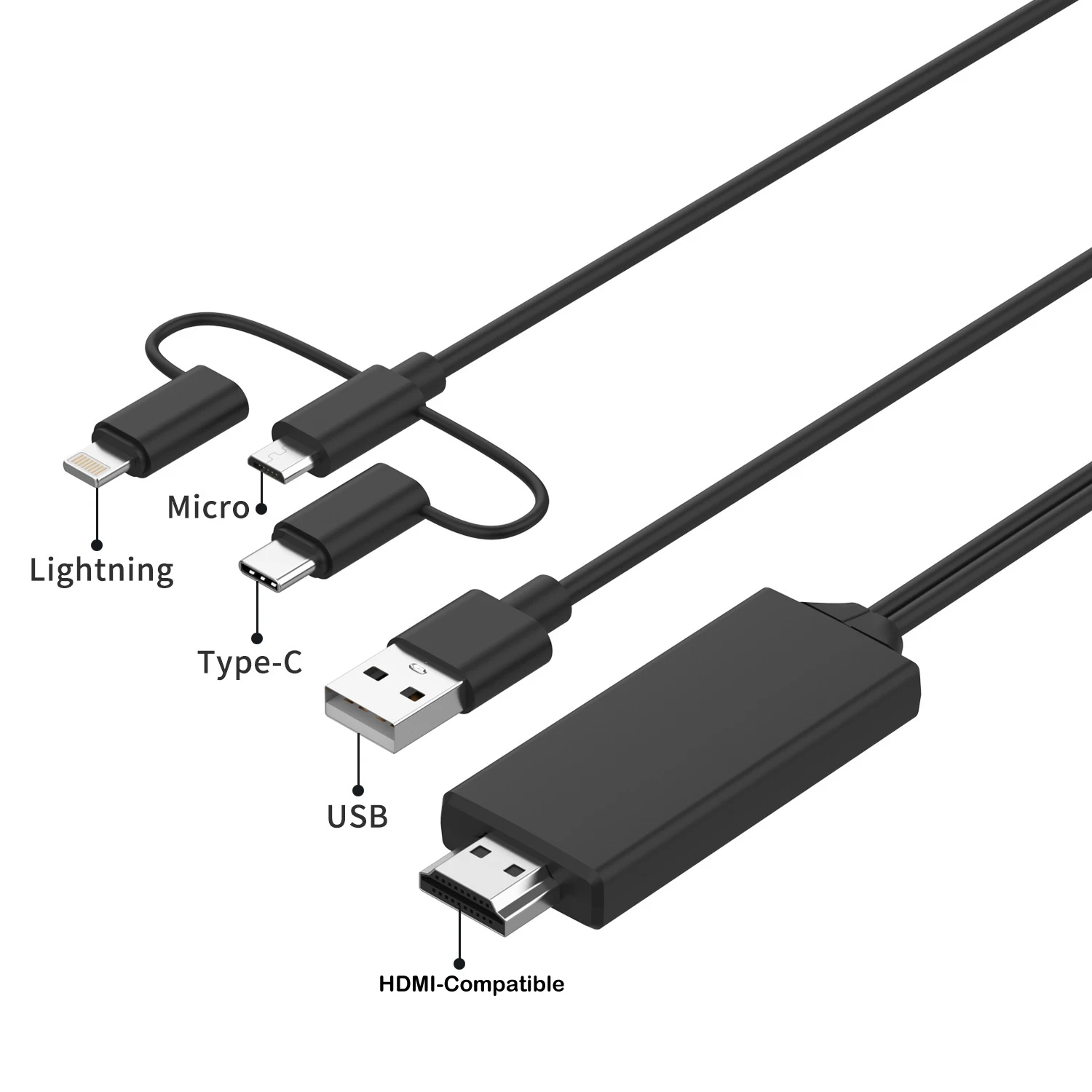 Кабель HDTV 3 в 1 адаптер OTG-HDMI Lightning/4K для IOS Android Micro USB Type-C | Электроника