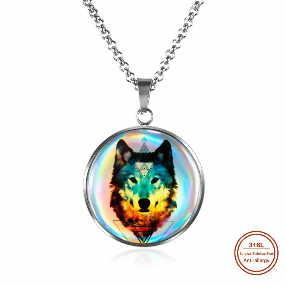 

Tobosen New design Wolf Head Cut Cat Necklace Pendant Personalized Stainless Steel Lockets Chain Travel Party Fashion Jewelry