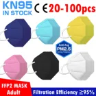 Маска для лица KN95, белая, черная, розовая, желтая, синяя, ffp2mask, 2050100 шт., 6 видов цветов