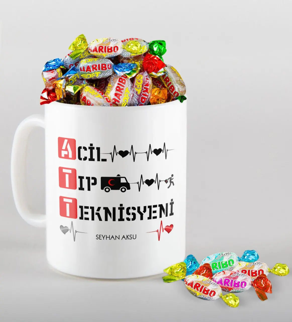 Персонализированные чрезвычайных медицинских техник кружка и харибо конфеты