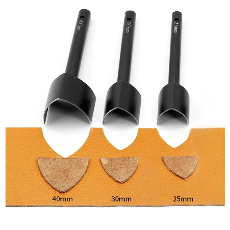 

3pcs V Shape Cutter Punch Leather Belt End Cutter Leather Craft Tools for Crafting Strap Belt Wallet DIY Leather Tools