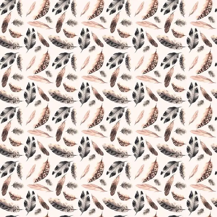 

Curtain Bird Feathers in Brown and Black Colors Watercolor Simple Modern Rustic Nature Themed Artwork Printed