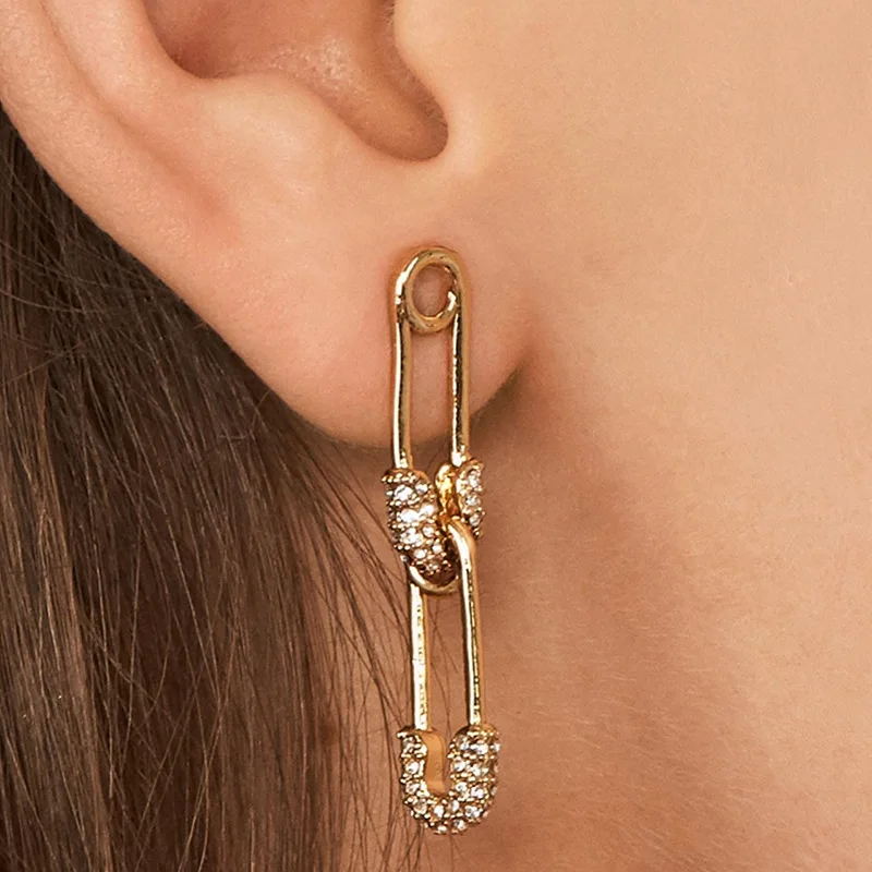 Уникальный дизайн трендовые висячие серьги в стиле панк рок Золотая цветная