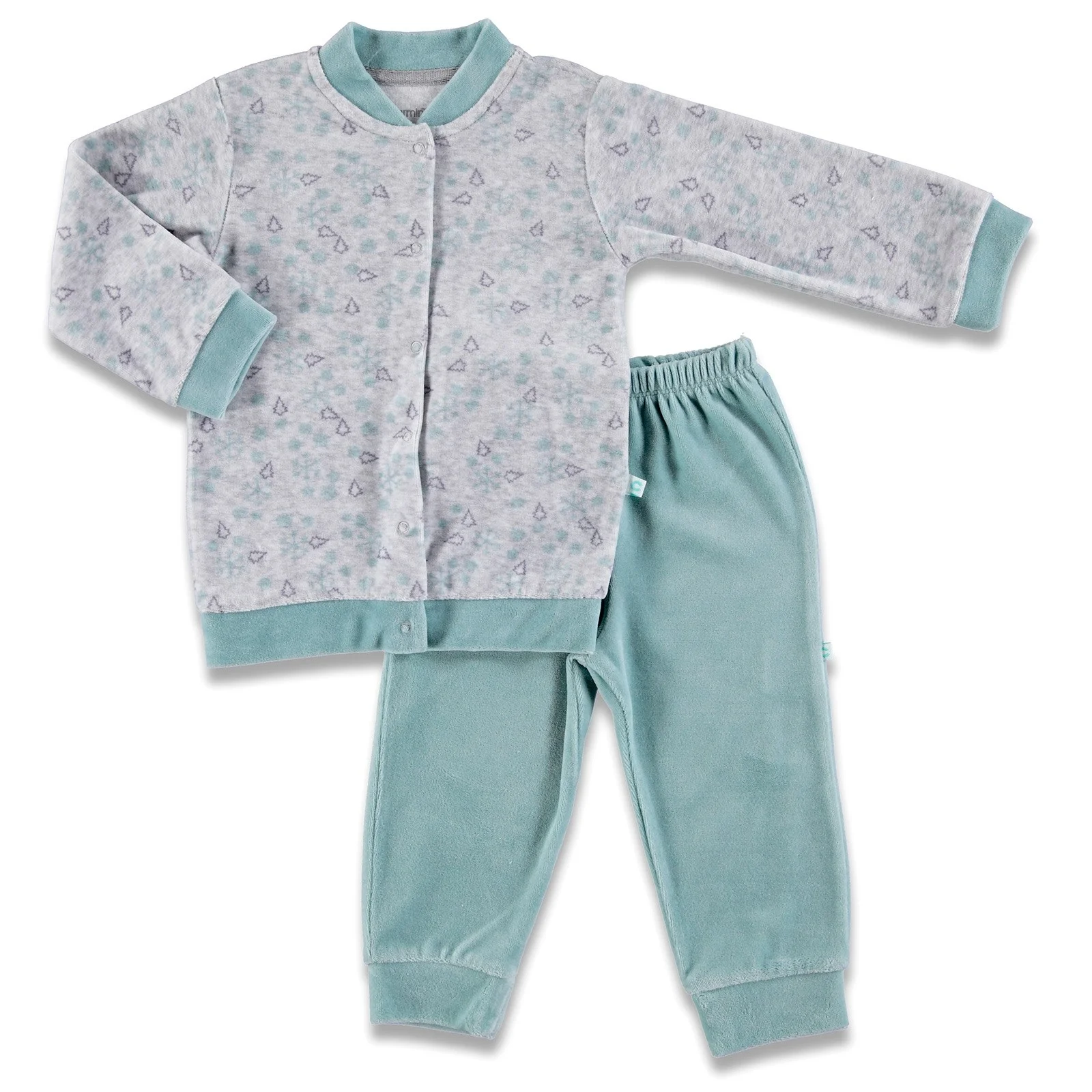 Детский бархатный пижамный комплект с принтом снежинки ebebek Carmin| |