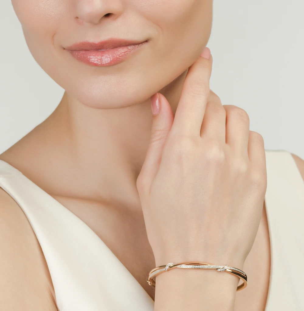 Золотой браслет с бриллиантами SUNLIGHT проба 585|Гибкие и жесткие браслеты| |