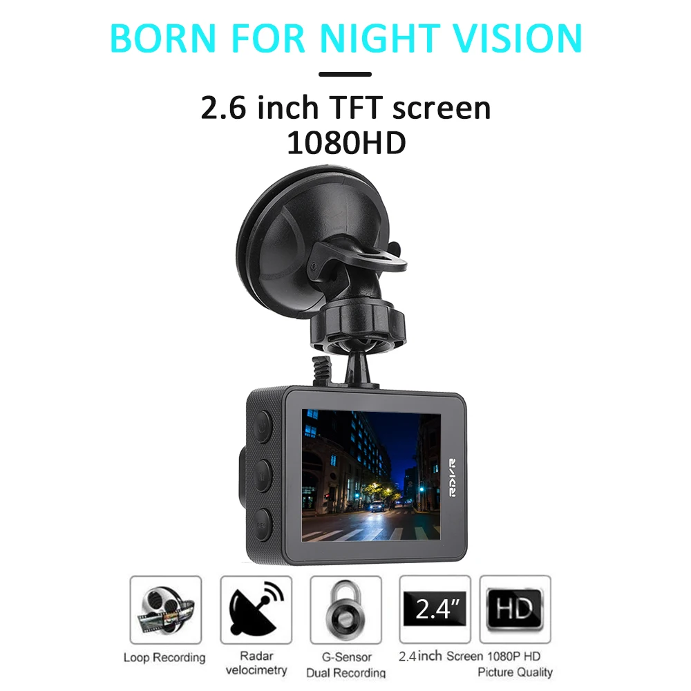 Автомобильный видеорегистратор 1080 HD с широким углом обзора 170 градусов камера