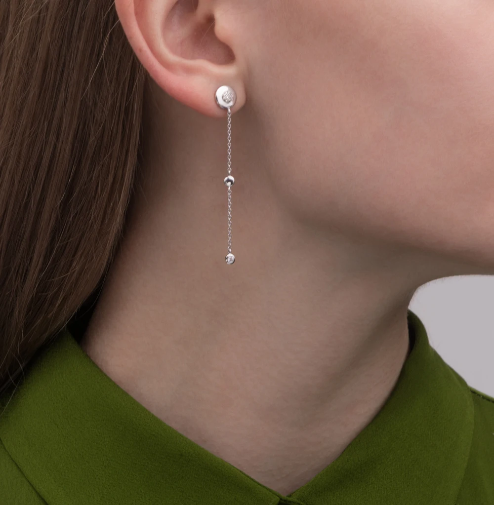 Серебряные серьги с фианитами SUNLIGHT проба 925|Серьги-подвески| |