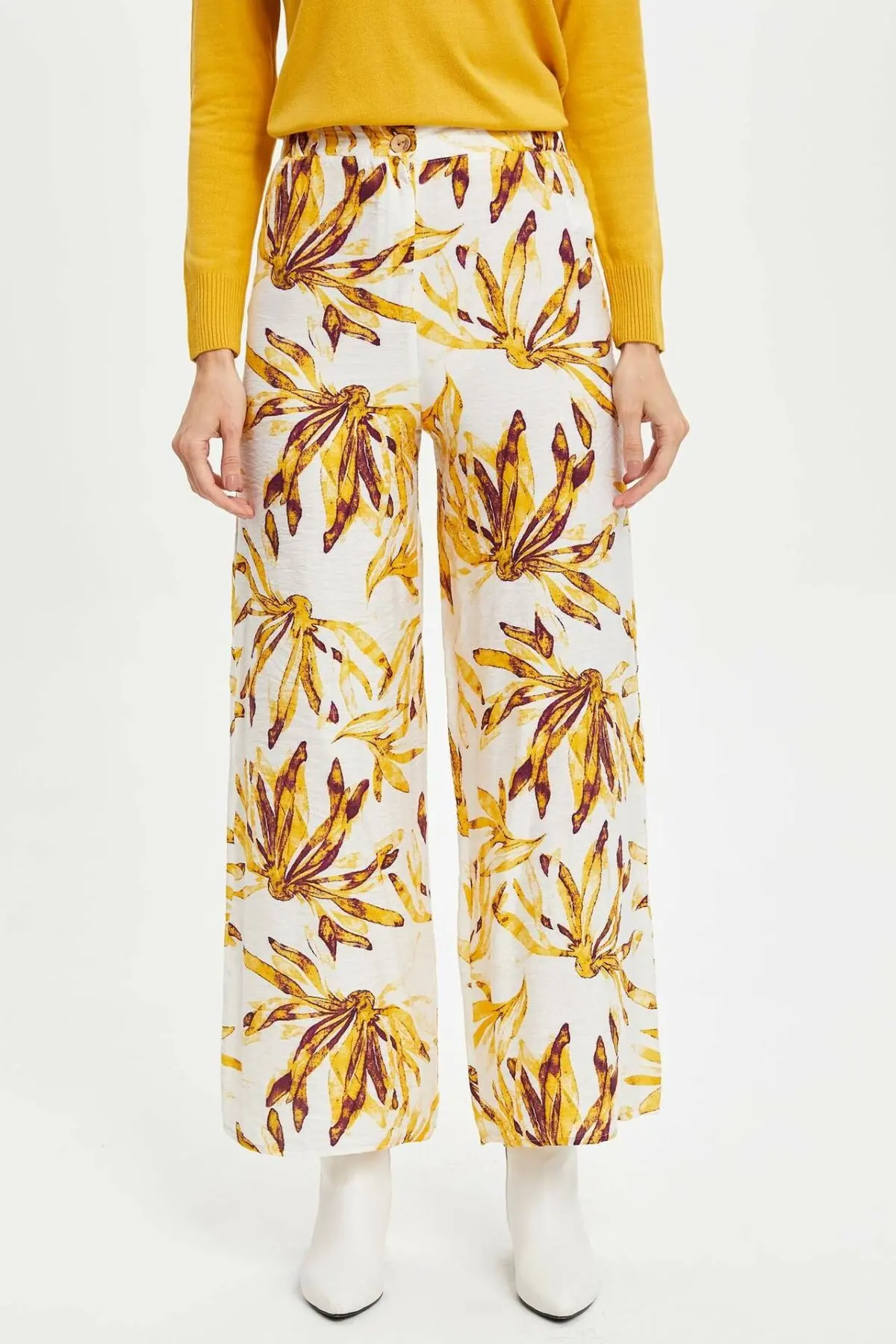 Дефакто модные женские брюки с принтом повседневные свободные прямые длинные