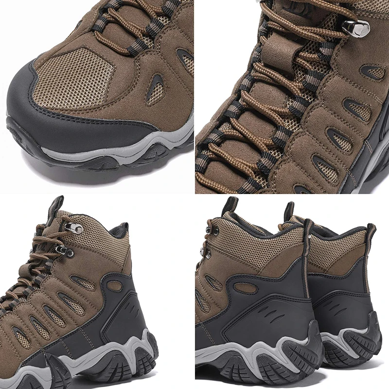 Goldencamel Men's Mid Hiking Shoes Non-Slip Large Size Work Boots Breathable for Outdoor Trekking Walking Trail Backpacking