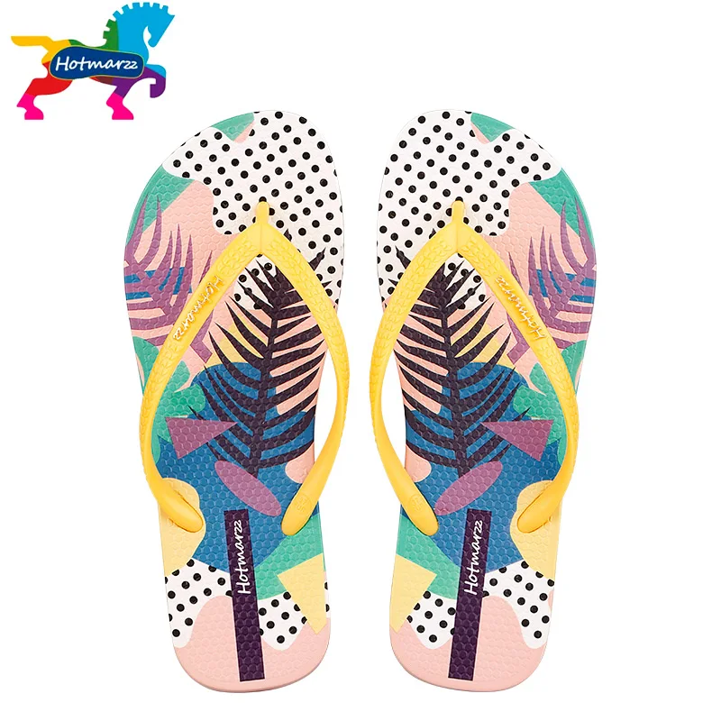 

Сандалии Hotmarzz женские с цветочным узором, пляжные цветные тапочки, плоская подошва, шлепанцы