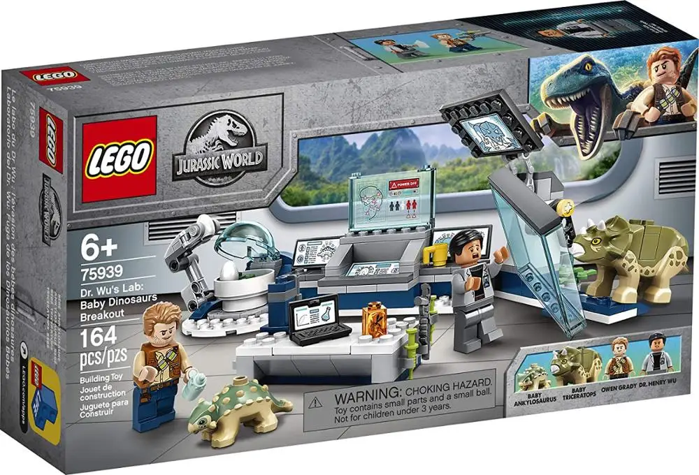 

LEGO Jurassic World Dr. Wu's Lab: Baby Dinosaurs Breakout 75939 Fun Dinosaur Toy Building Kit, Featuring Owen Grady, Plus Baby