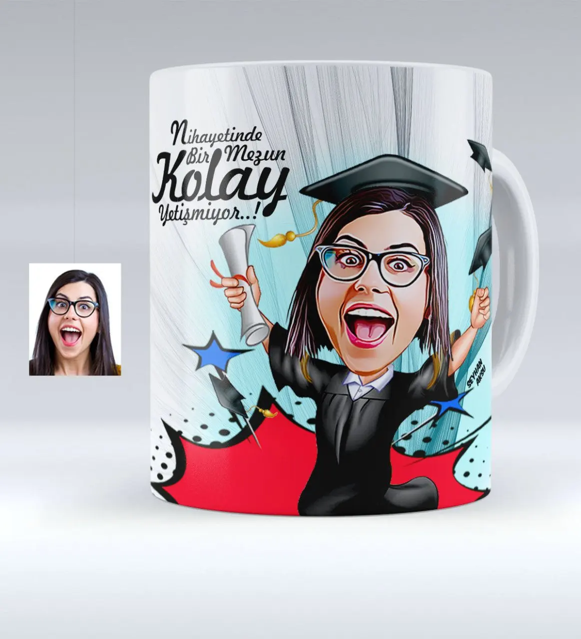 

Personalized Women 'S Graduated Caricature Of White Mug cup-1