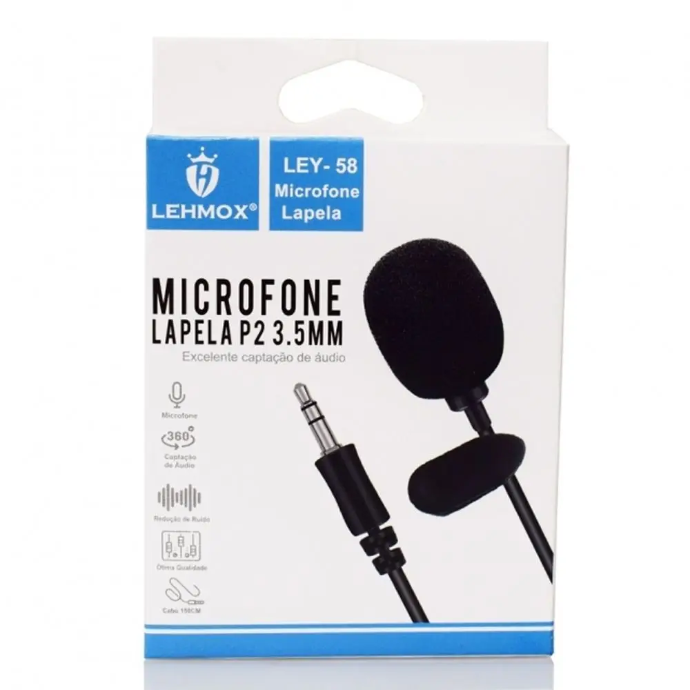 

Microfone de Lapela Entrada P2 3.5mm Lehmox