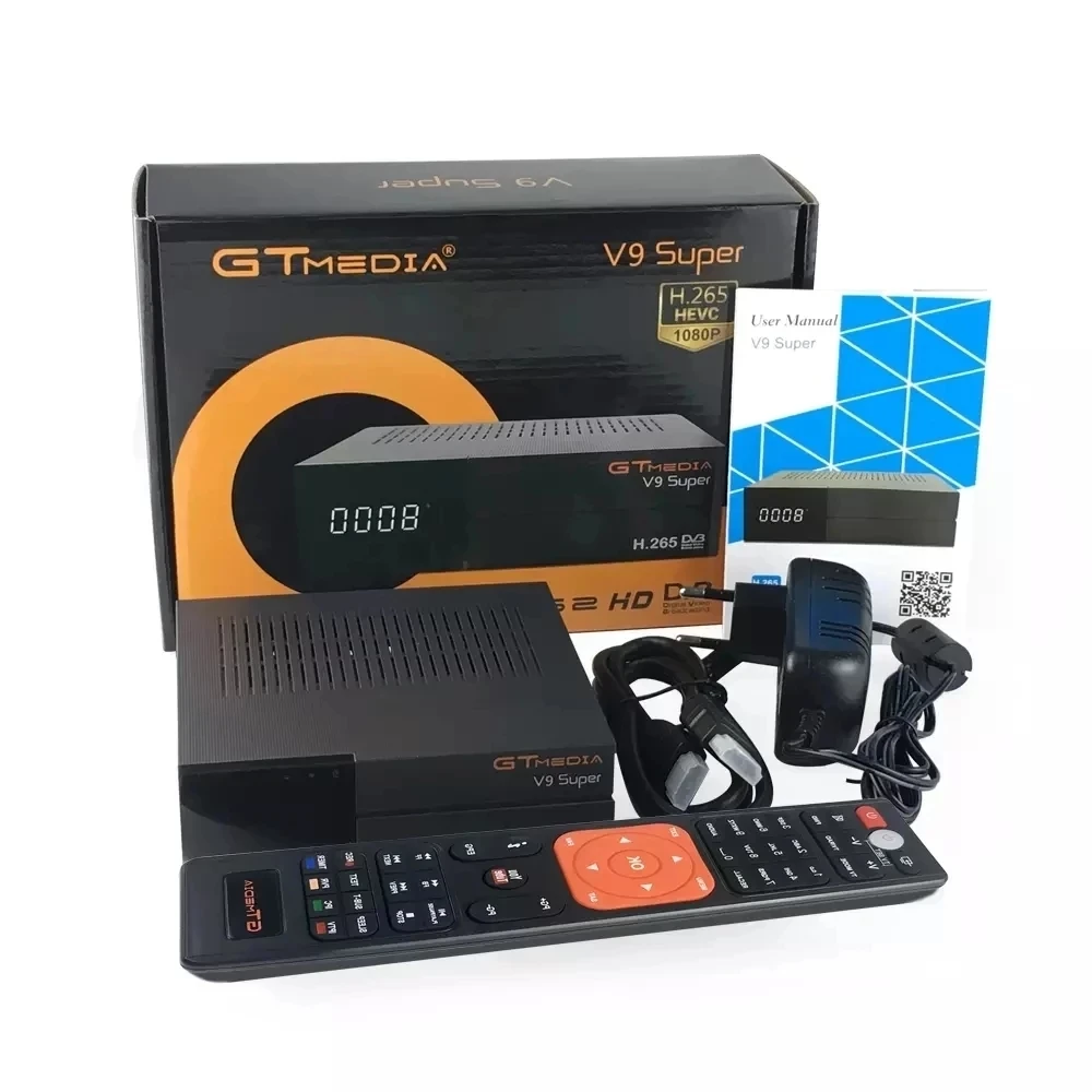 

GTMedia V9 super category 4 freesatV8 nova DVB-s2 receiver H.265 built-in wifi provides optional power supply welcome to consult