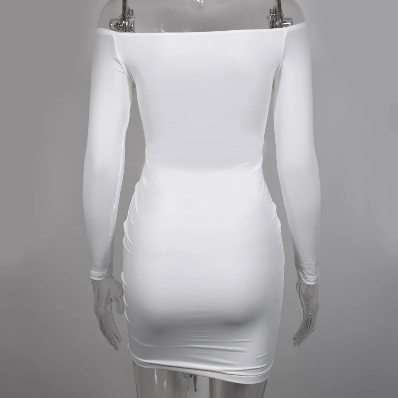 Невозьму 2 слоя осеннее платье Для женщин с открытыми плечами Drawstring Ruched Bodycon платье женские вечерние Клубные пикантные зимнее платье