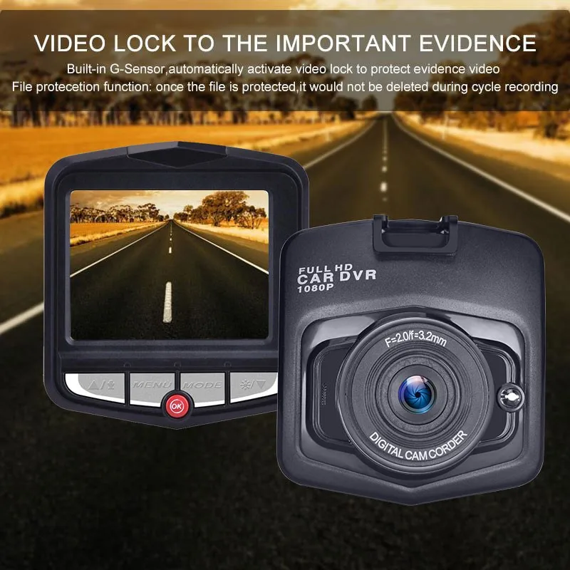 Автомобильный видеорегистратор Dash камера HD 1080P рекордер ночного видения циклическая запись 170 градусов широкий угол TF кард-ридер Обнаружение движения