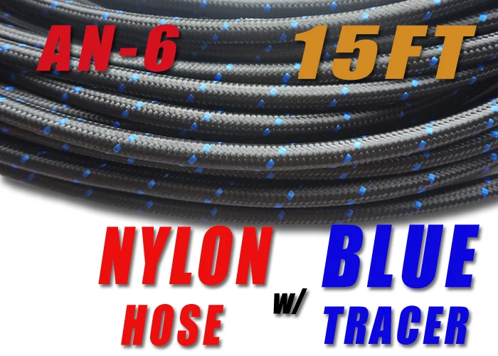 NLAN6 015 AN6 6 нейлоновый шланг 15 футов из нержавеющей стали с плетеным полиуретановым